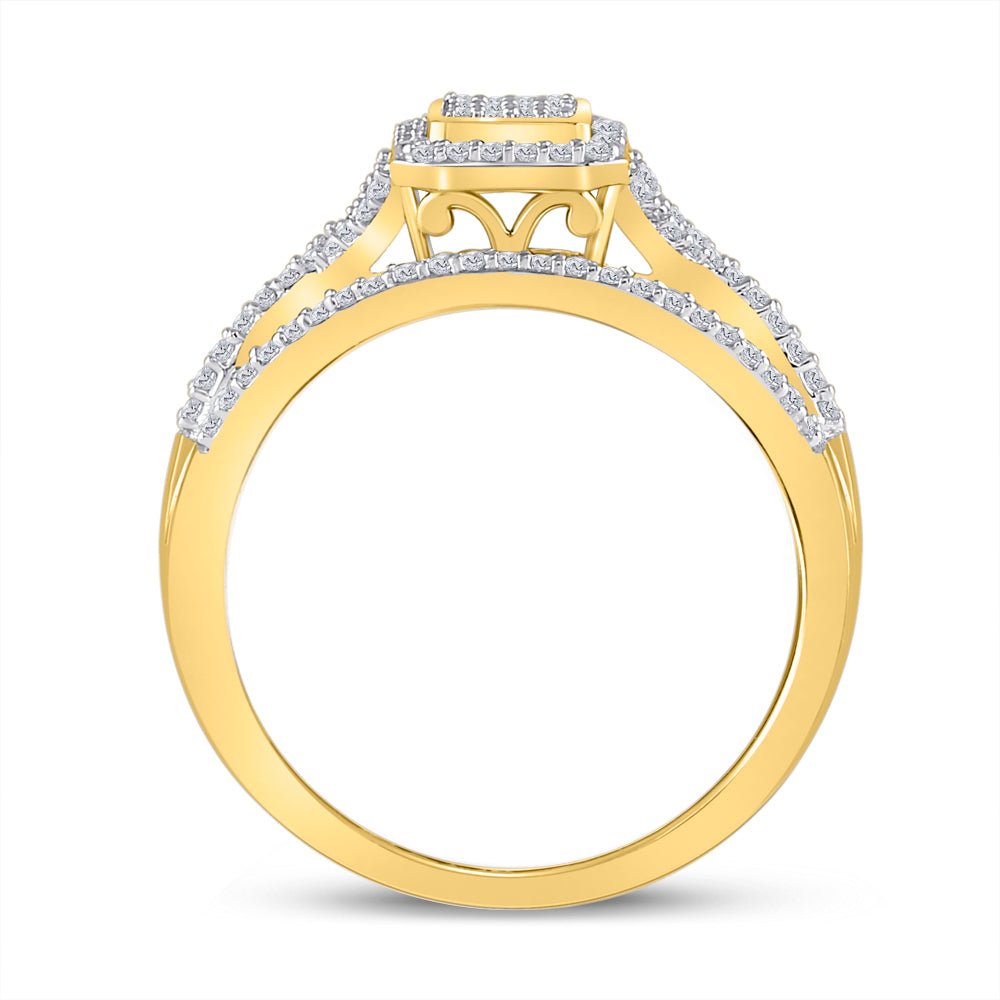Mesmerizing Brilliance: 10kt Yellow Gold Diamond Cluster Ring 1/3 Cttw - Splendid Jewellery