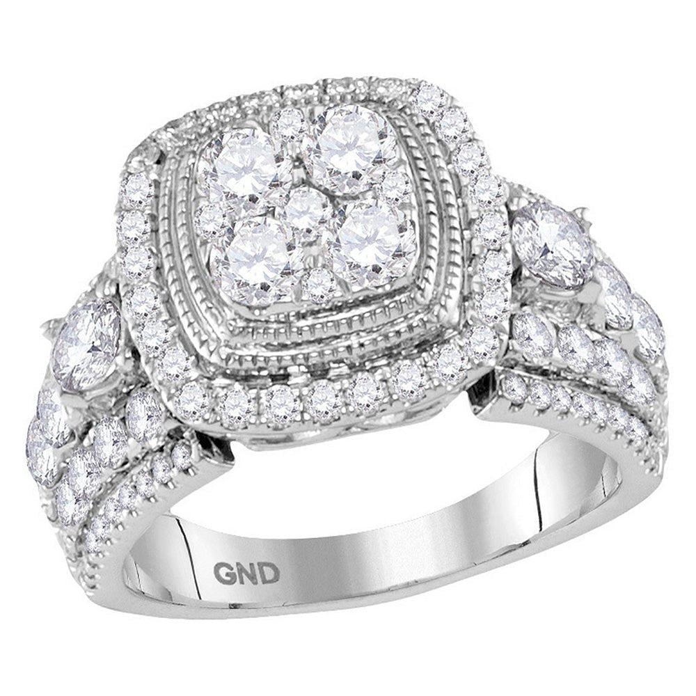 Mesmerizing Brilliance: 14kt White Gold Diamond Cluster Bridal Wedding Ring - Splendid Jewellery