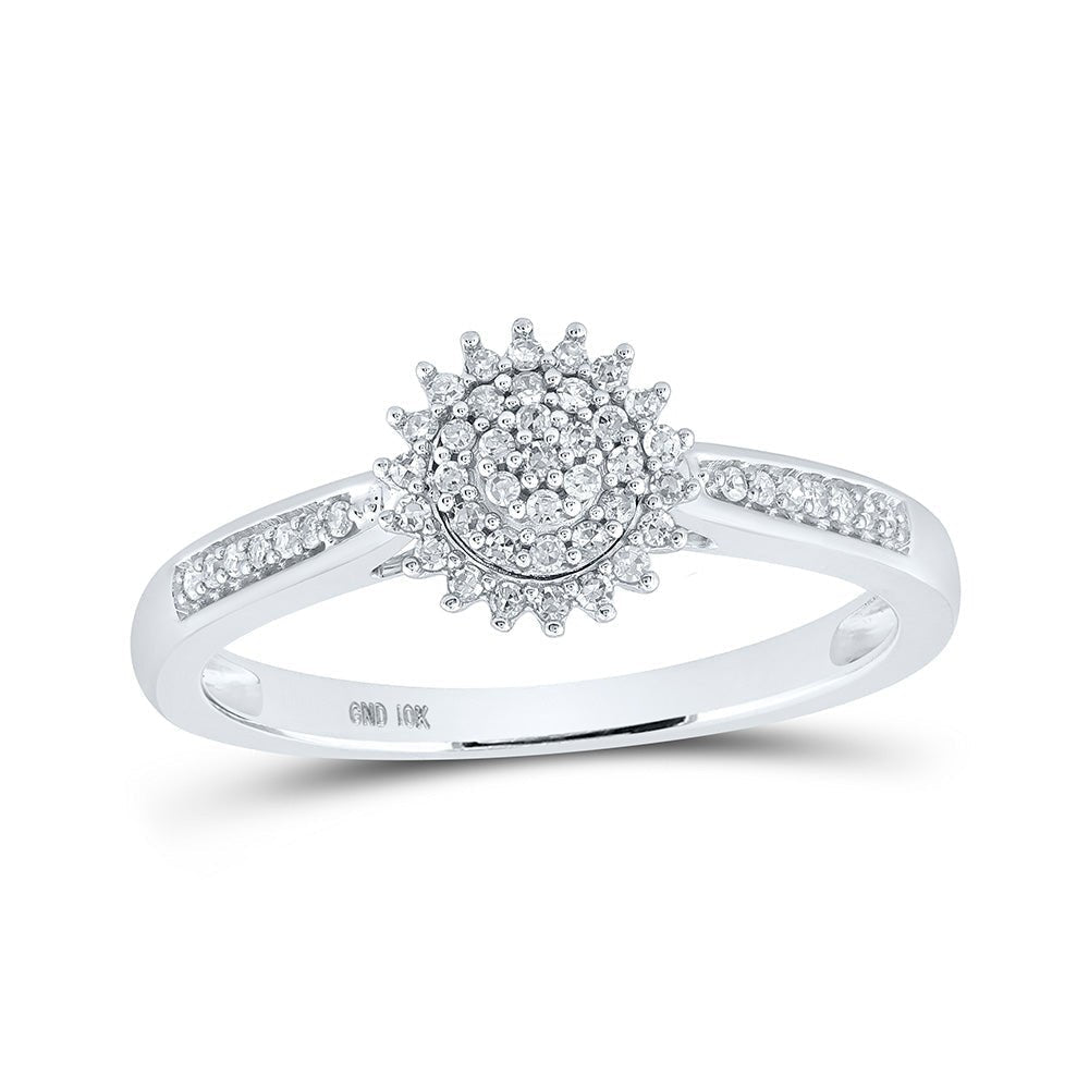 Mesmerizing Diamond Cluster Ring | 10kt White Gold Womens Round Diamond Cluster Ring 1/6 Cttw - Splendid Jewellery