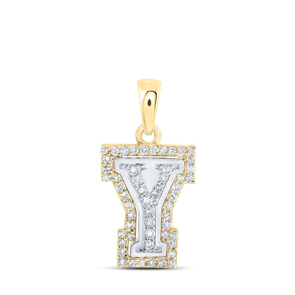 Mesmerizing Y Initial Diamond Pendant | 10kt Two - tone Gold 1/6 Cttw | Splendid Jewellery - Splendid Jewellery