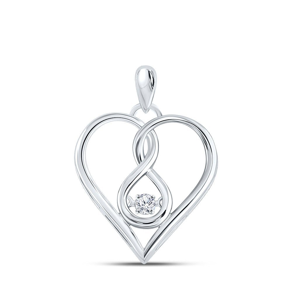 Moving Brilliance: 10kt White Gold Diamond Heart & Love Symbol Pendant - Splendid Jewellery