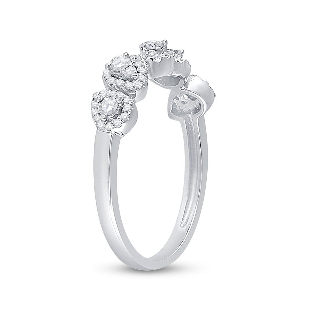 Pear Brilliance | 14kt White Gold Womens Round Diamond Lined Pear Band Ring 1/3 Cttw - Splendid Jewellery