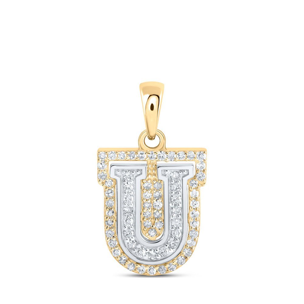 Personalized Brilliance: 10kt Two - tone Gold Diamond Initial Pendant - Splendid Jewellery