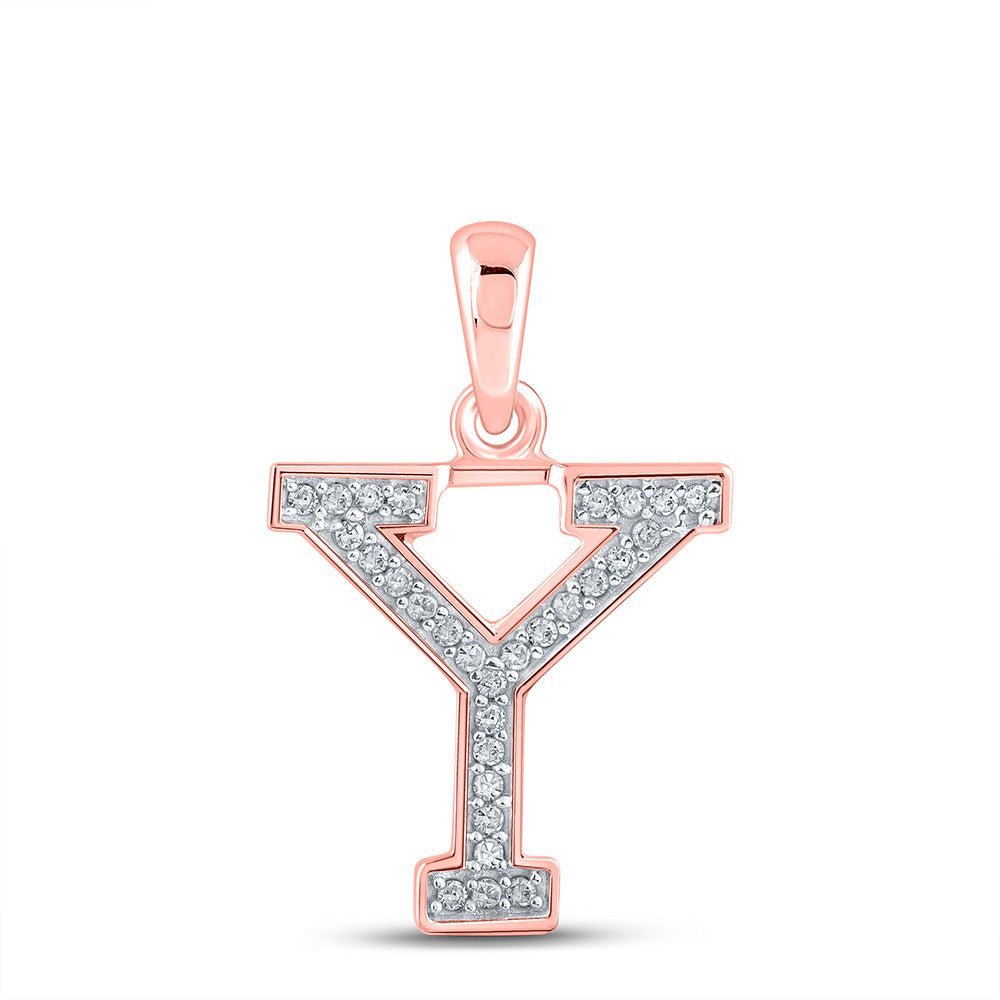 Personalized Diamond Initial Pendant in 10kt Rose Gold - Splendid Jewellery
