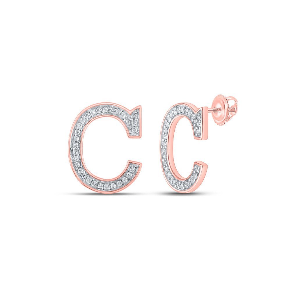Personalized Rose Gold Diamond Initial Earrings - Splendid Jewellery