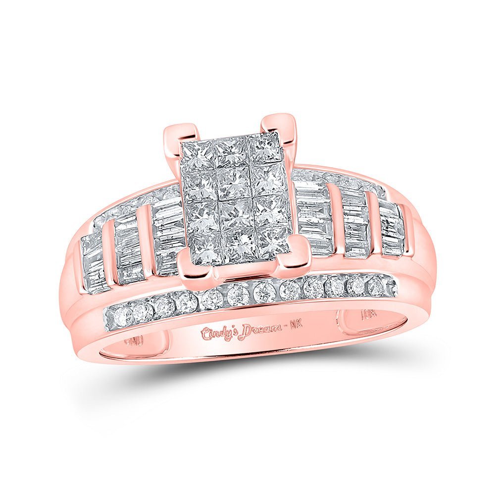 Princess Diamond Enchantment 10kt Rose Gold Bridal Wedding Ring - Splendid Jewellery