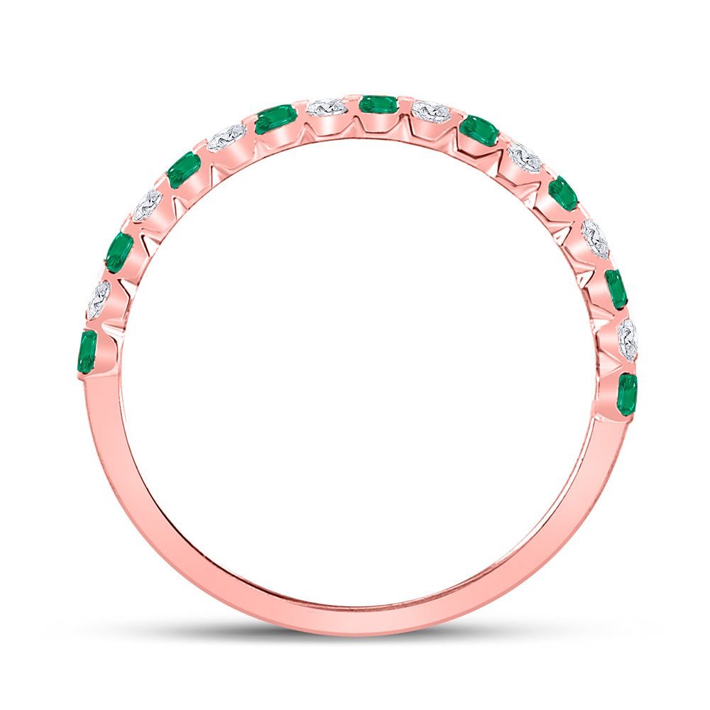 Princess Emerald and Diamond Alternating Stackable Band - Splendid Jewellery