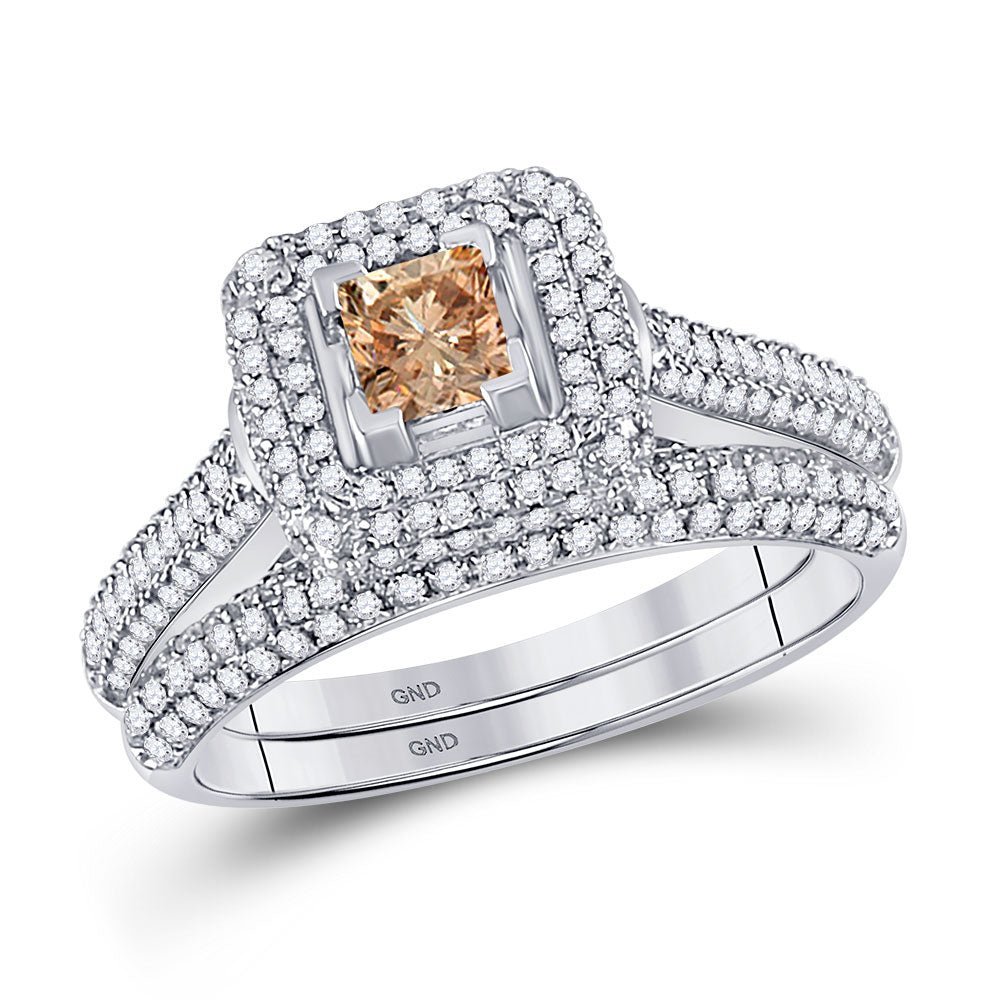 Princess Sparkle 14kt White Gold Diamond Wedding Ring Set - Splendid Jewellery