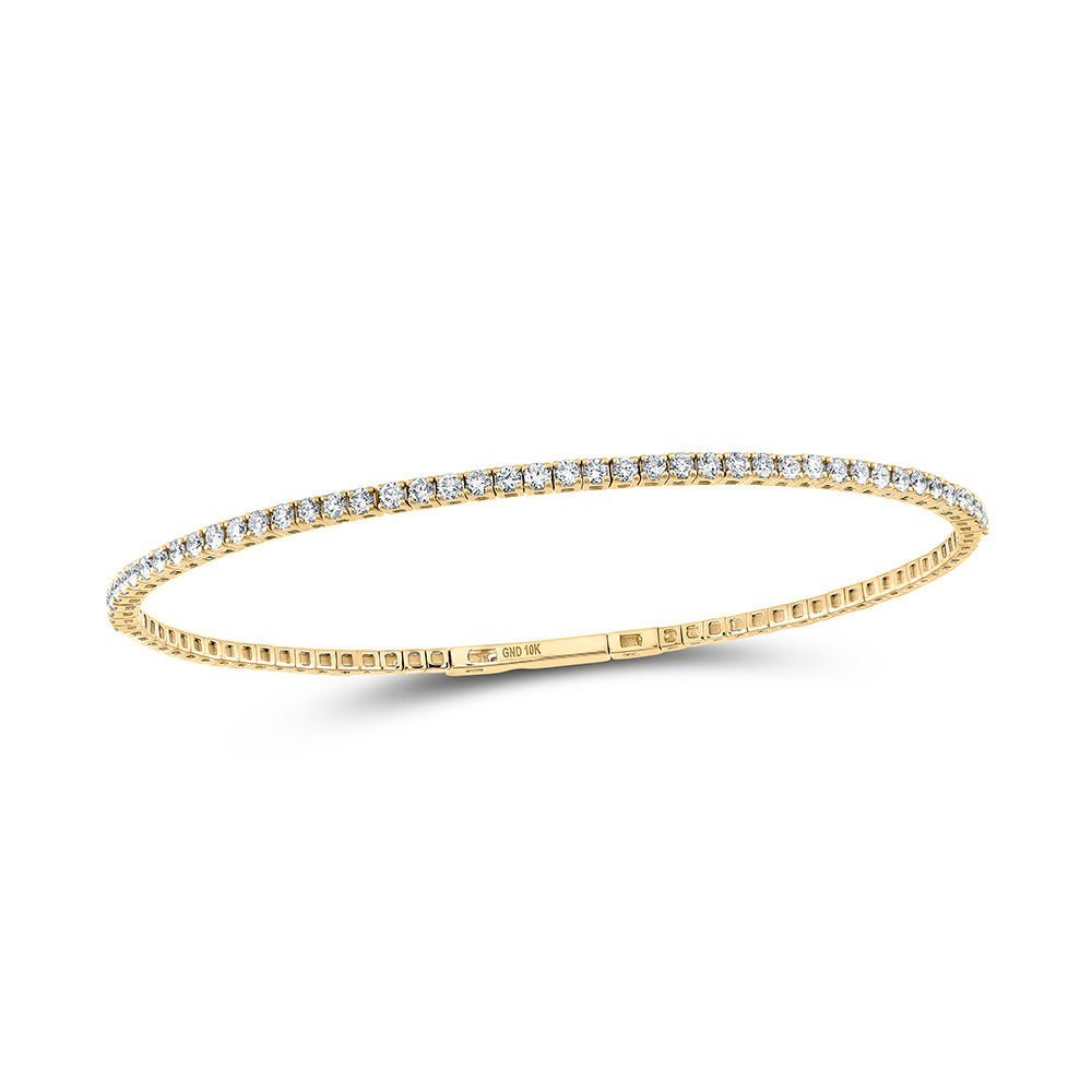 Radiant 10kt Yellow Gold Diamond Flex Bangle Bracelet - 1 - 1/3 Cttw - Splendid Jewellery