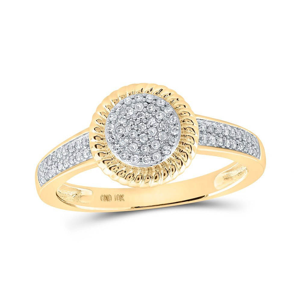 Radiant Aura: 10kt Yellow Gold Womens Round Diamond Circle Ring 1/5 Cttw - Splendid Jewellery