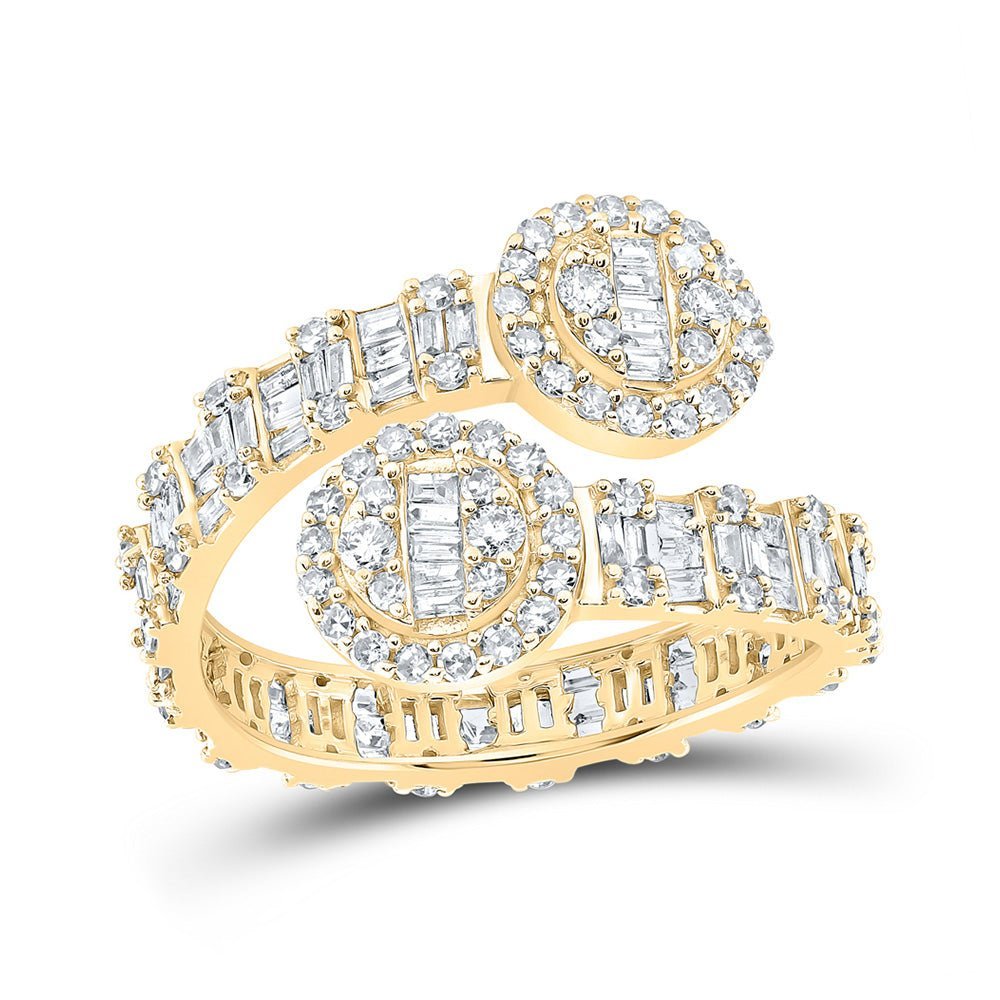 Radiant Baguette Diamond Circle Cuff Band Ring - 10kt Yellow Gold - Splendid Jewellery