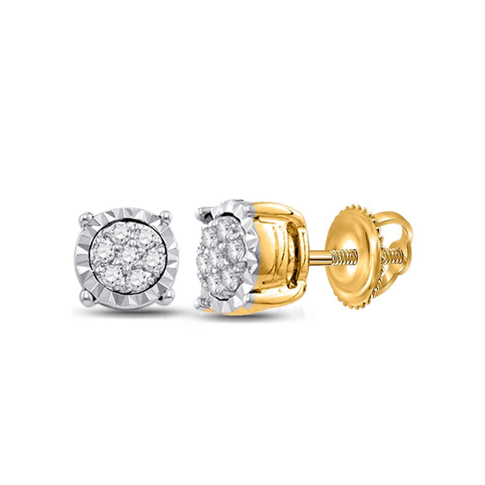 Radiant Beauty: 10kt Yellow Gold Diamond Cluster Earrings - Splendid Jewellery