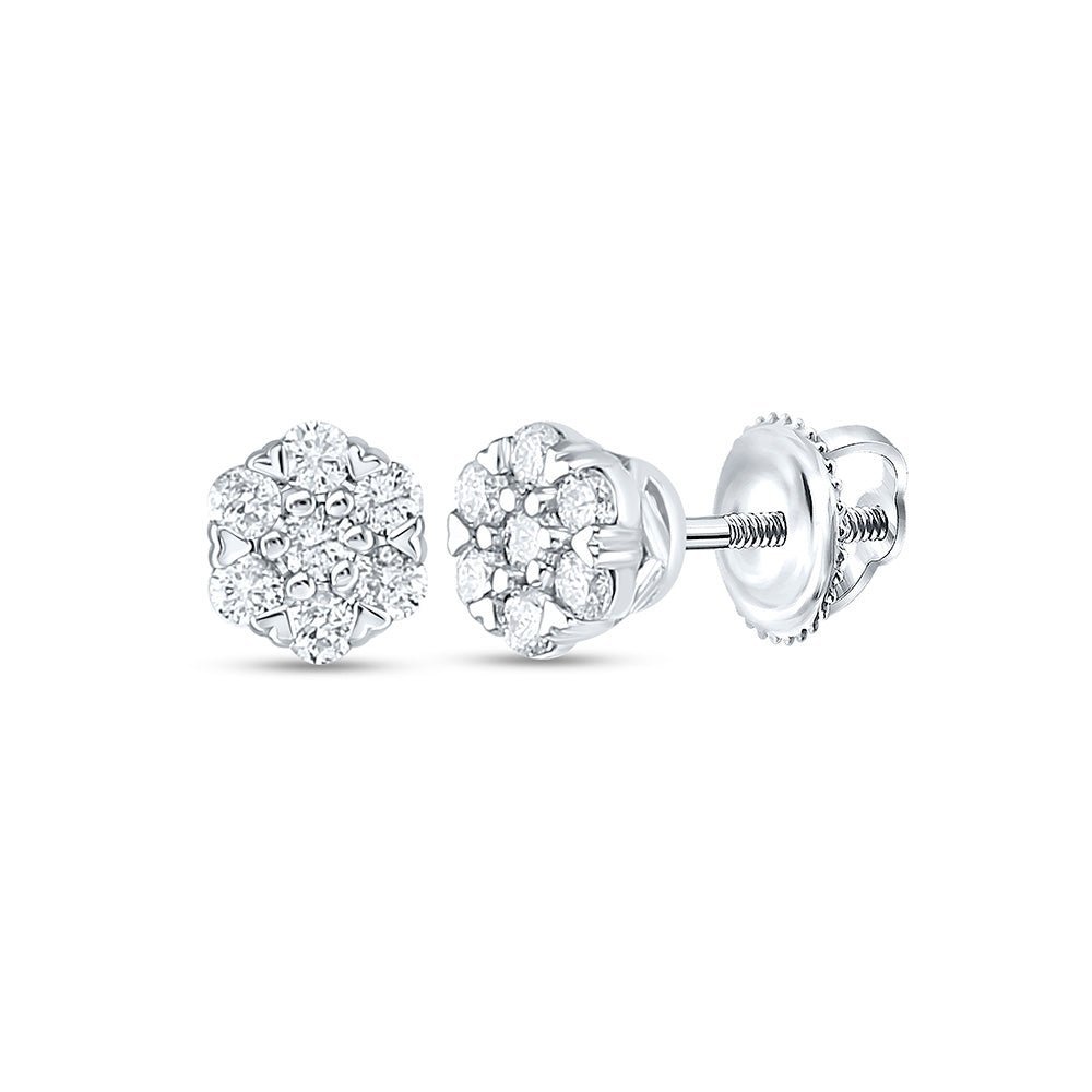 Radiant Blossom Diamond Cluster Earrings in 10kt White Gold - Splendid Jewellery