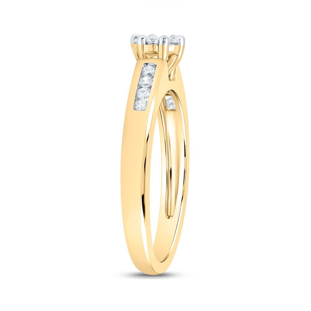 Radiant Blossom Diamond Cluster Ring | 10kt Yellow Gold Womens Round Diamond Flower Cluster Ring 1/4 Cttw | Splendid Jewellery - Splendid Jewellery