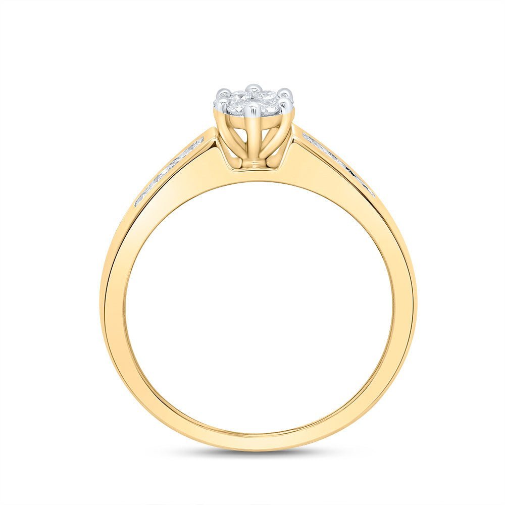 Radiant Blossom Diamond Cluster Ring | 10kt Yellow Gold Womens Round Diamond Flower Cluster Ring 1/4 Cttw | Splendid Jewellery - Splendid Jewellery