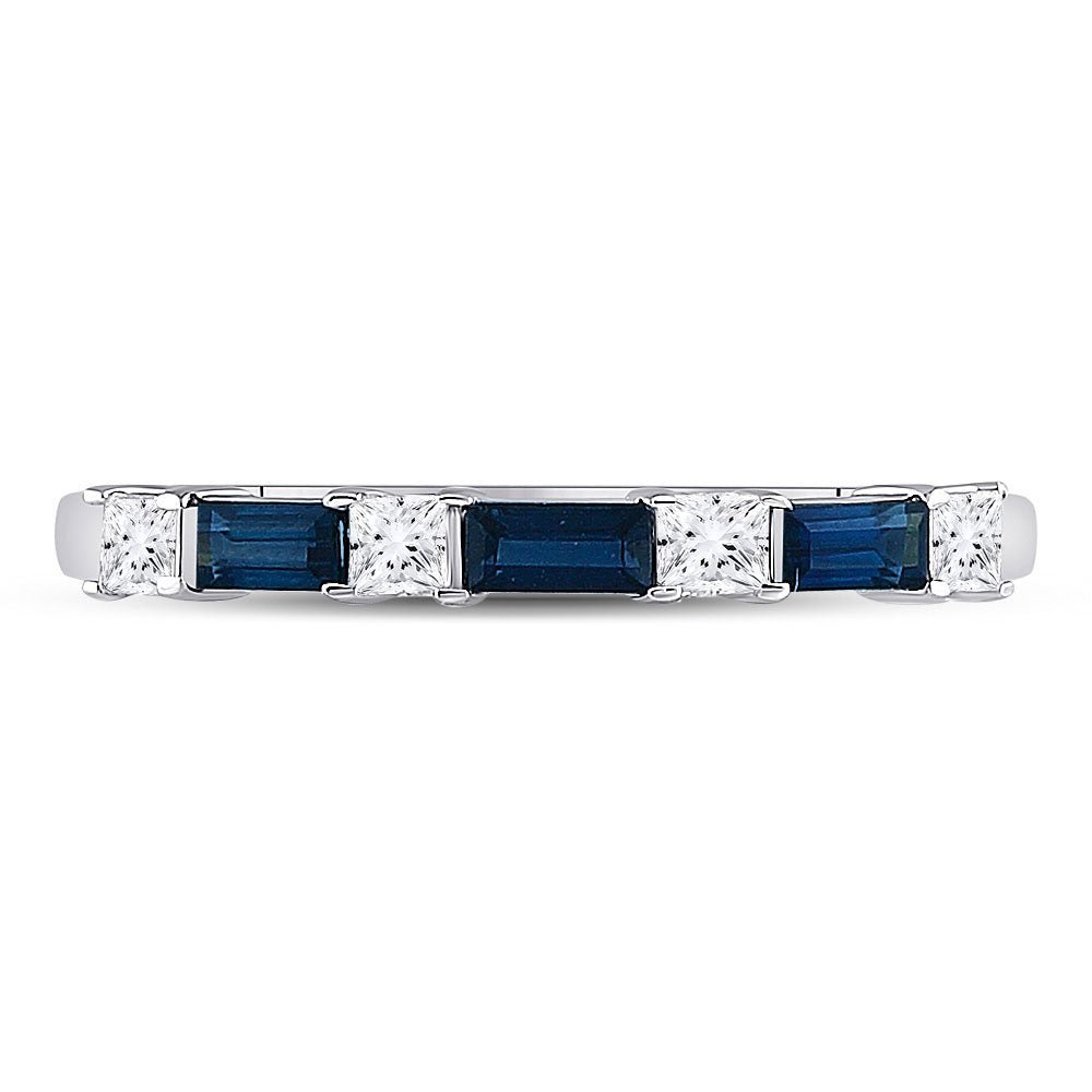 Radiant Blue Sapphire and Diamond Anniversary Band - Splendid Jewellery