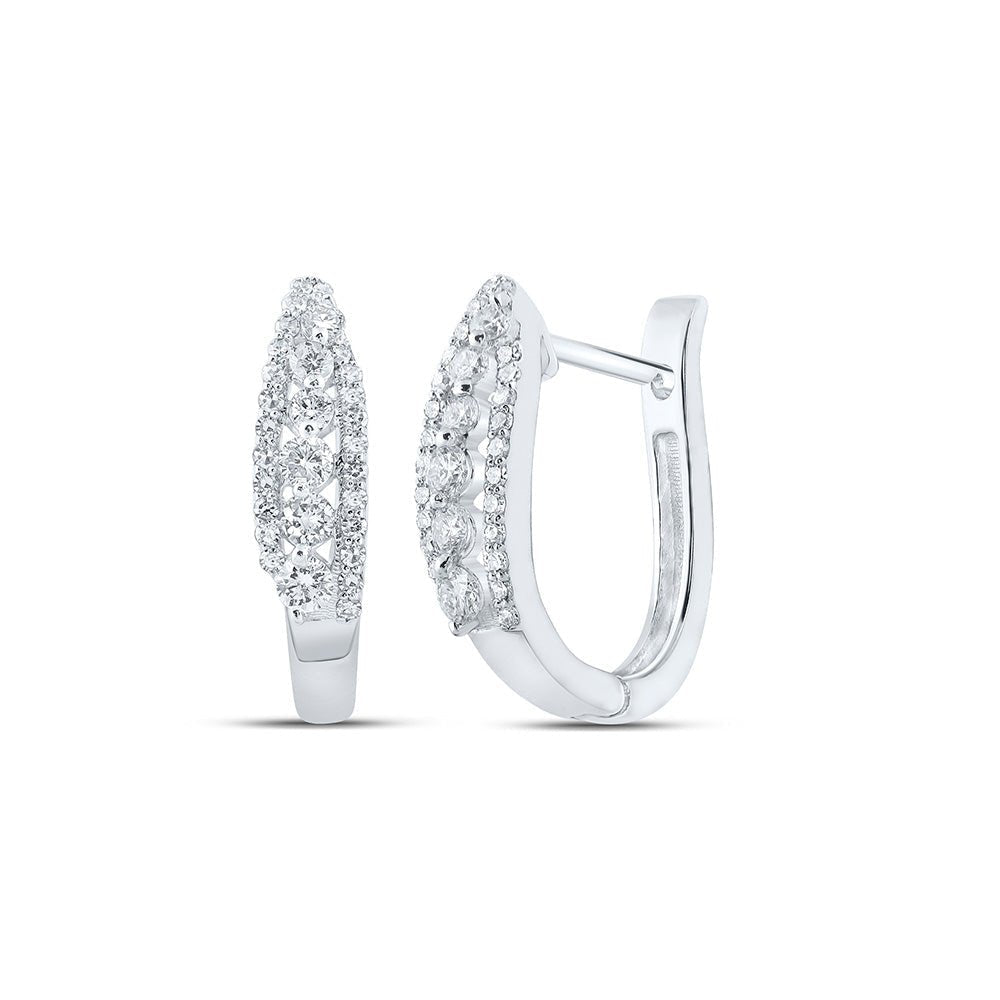 Radiant Brilliance: 10kt White Gold Diamond Hoop Earrings - Splendid Jewellery