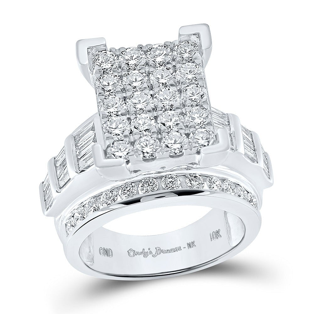 Radiant Brilliance: 10kt White Gold Round Diamond Cluster Bridal Wedding Engagement Ring - Splendid Jewellery
