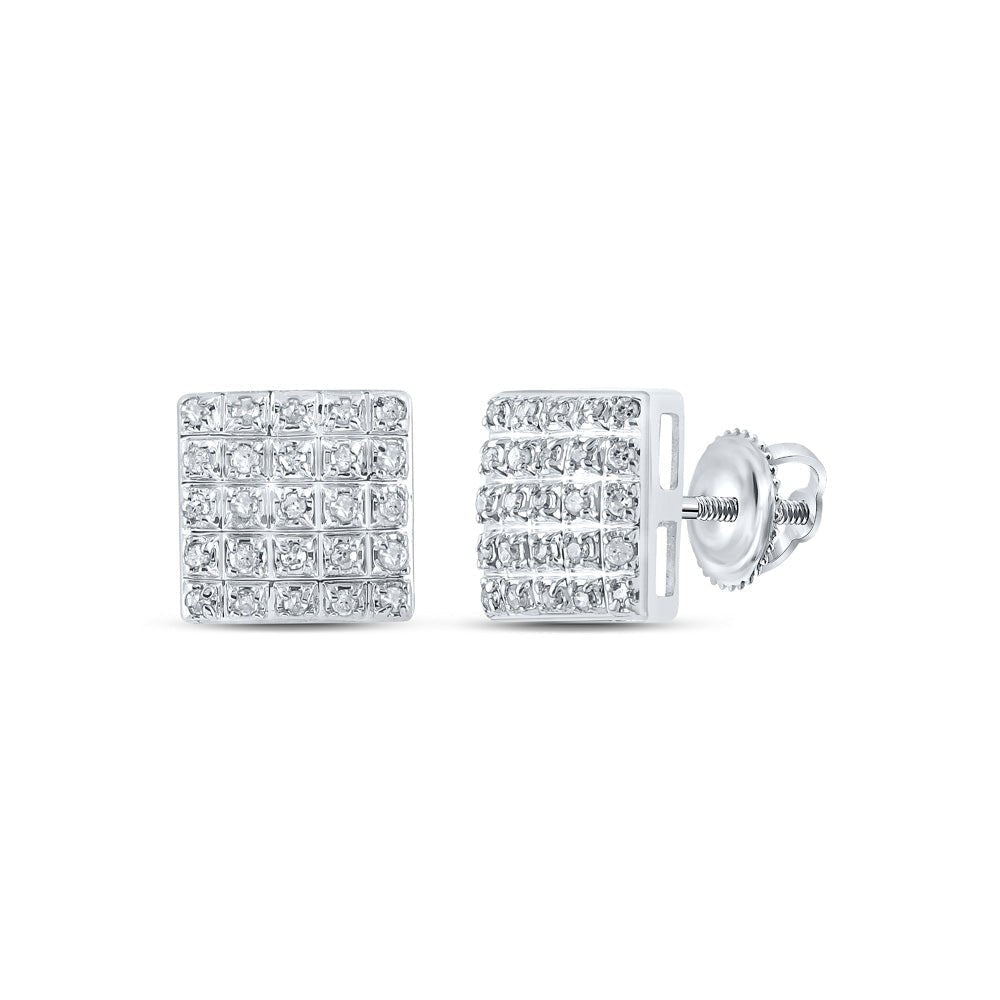 Radiant Brilliance: 10kt White Gold Square Diamond Earrings - Splendid Jewellery