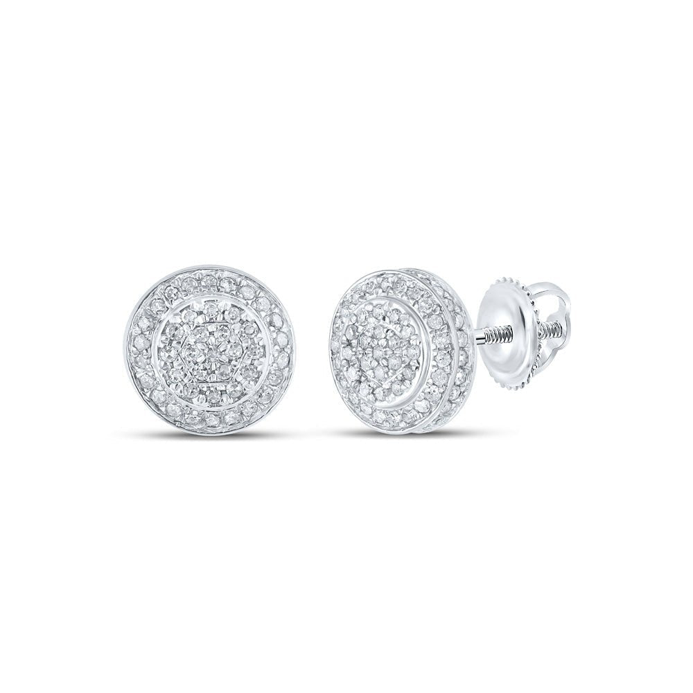 Radiant Brilliance: 10kt White Gold Womens Round Diamond Cluster Earrings 1/3 Cttw - Splendid Jewellery