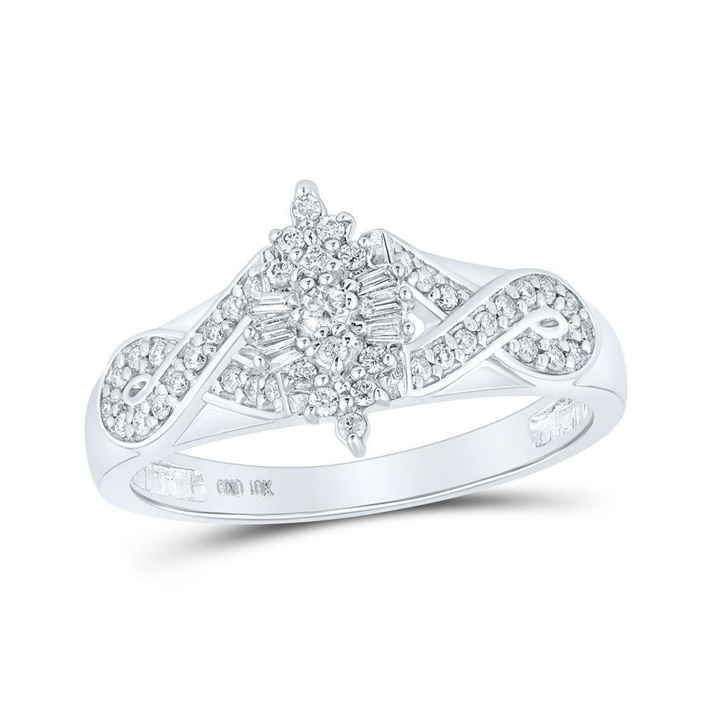 Radiant Brilliance: 10kt White Gold Womens Round Diamond Cluster Ring 1/4 Cttw - Splendid Jewellery