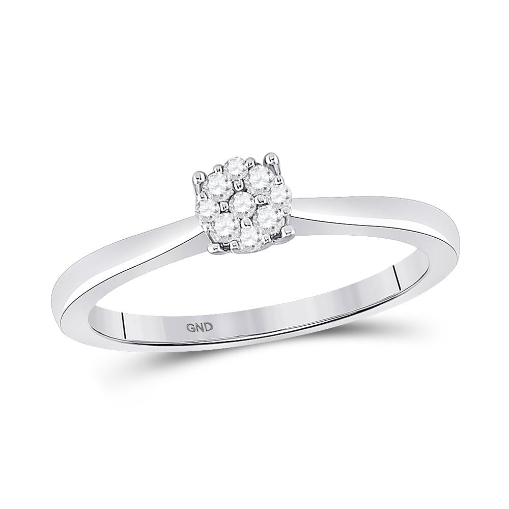 Radiant Brilliance: 10kt White Gold Womens Round Diamond Cluster Ring 1/6 Cttw - Splendid Jewellery