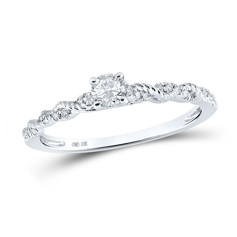 Radiant Brilliance: 10kt White Gold Womens Round Diamond Solitaire Ring 1/4 Cttw - Splendid Jewellery