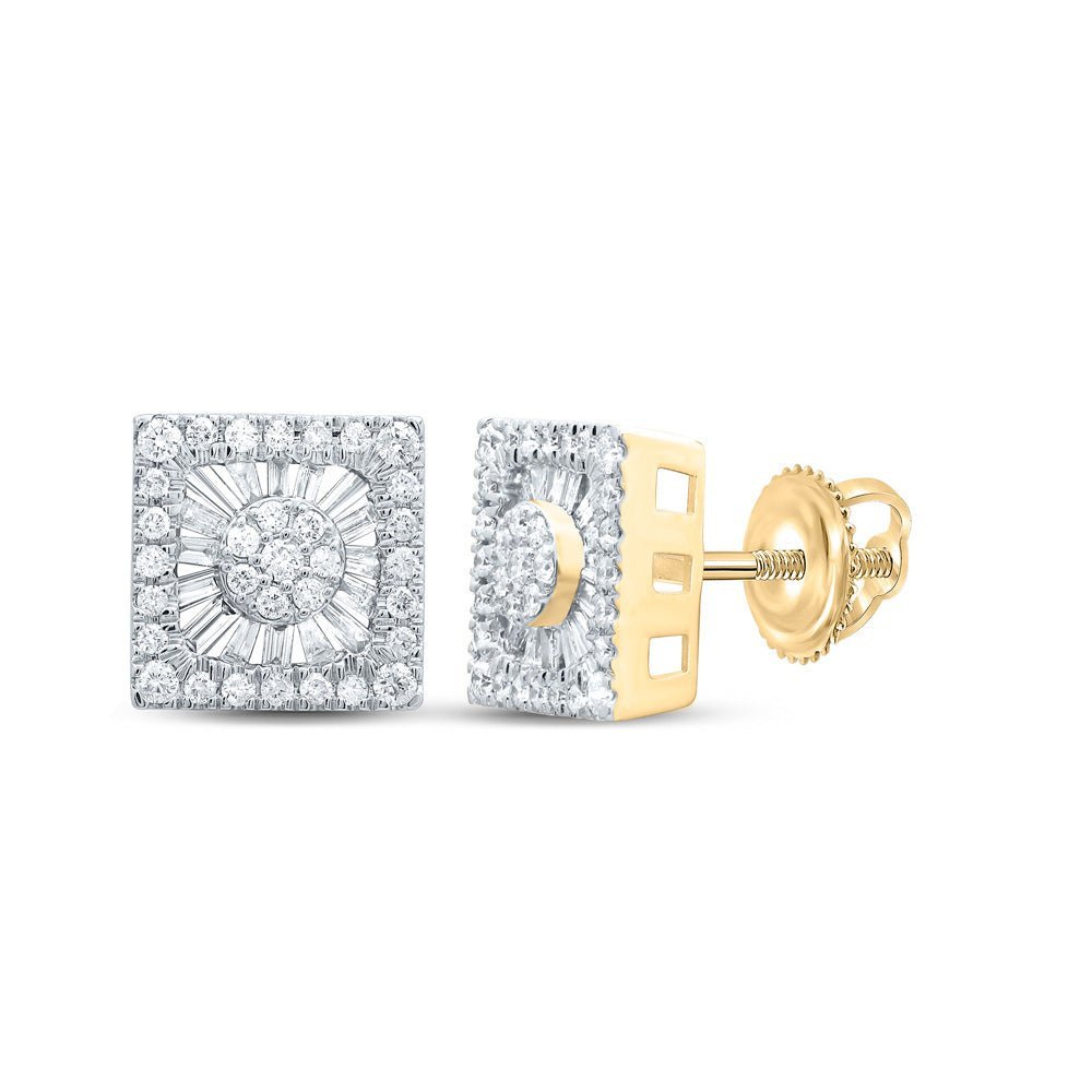 Radiant Brilliance: 10kt Yellow Gold Baguette Diamond Square Earrings - Splendid Jewellery