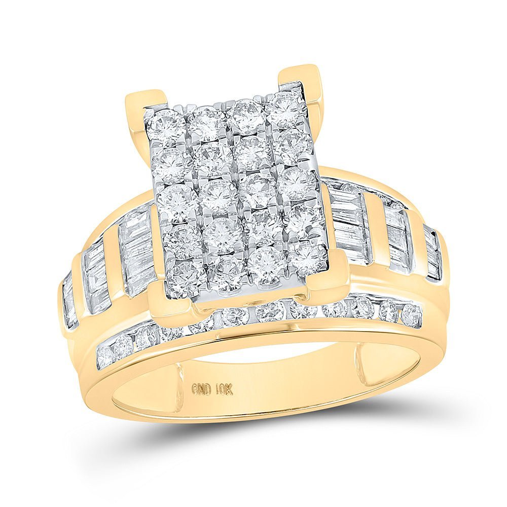 Radiant Brilliance: 10kt Yellow Gold Diamond Cluster Bridal Wedding Ring - Splendid Jewellery
