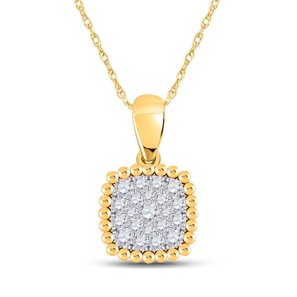 Radiant Brilliance: 10kt Yellow Gold Diamond Cluster Pendant - Splendid Jewellery