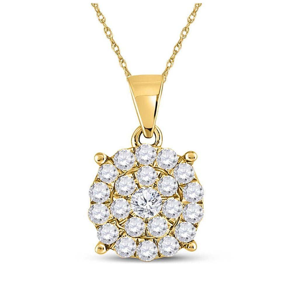 Radiant Brilliance: 10kt Yellow Gold Diamond Cluster Pendant - Splendid Jewellery