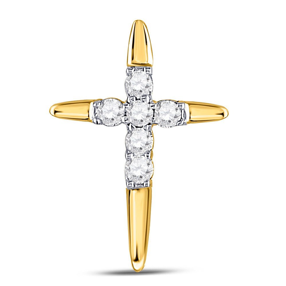 Radiant Brilliance: 10kt Yellow Gold Diamond Cross Pendant - Splendid Jewellery
