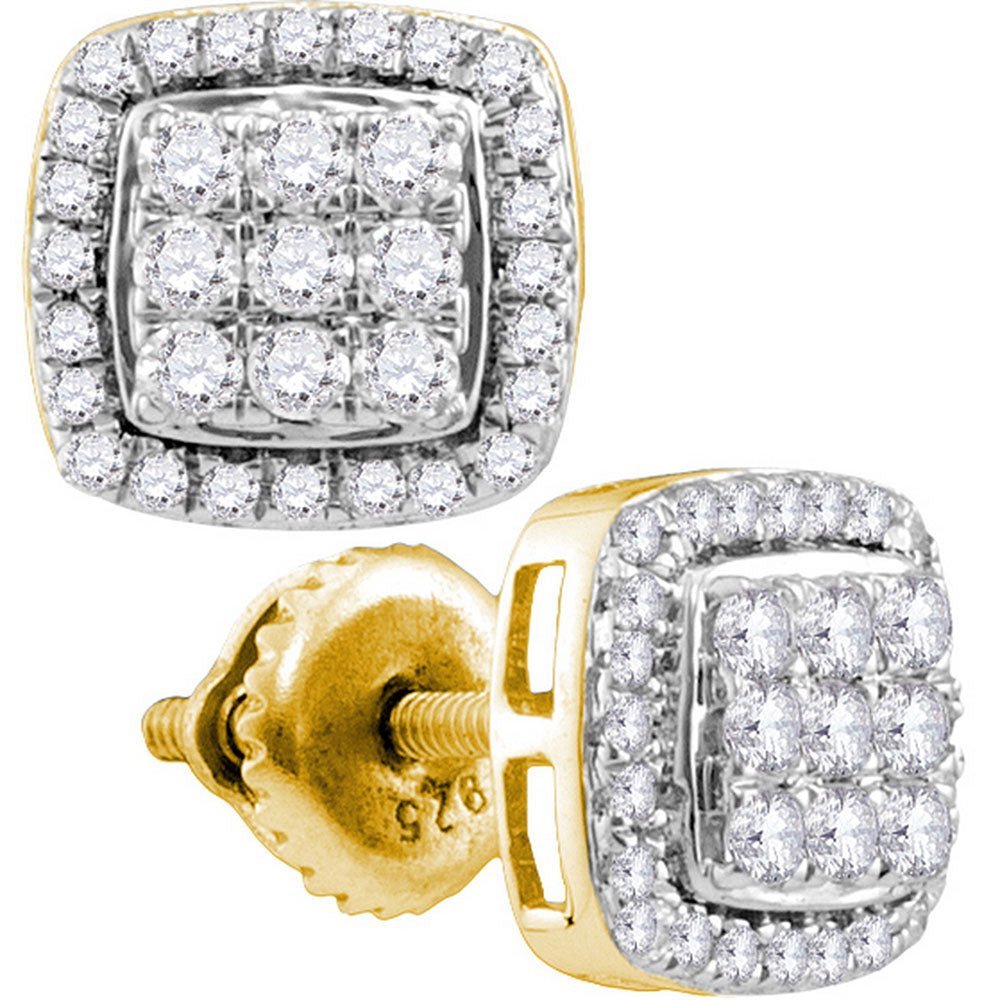 Radiant Brilliance: 10kt Yellow Gold Square Diamond Earrings - Splendid Jewellery