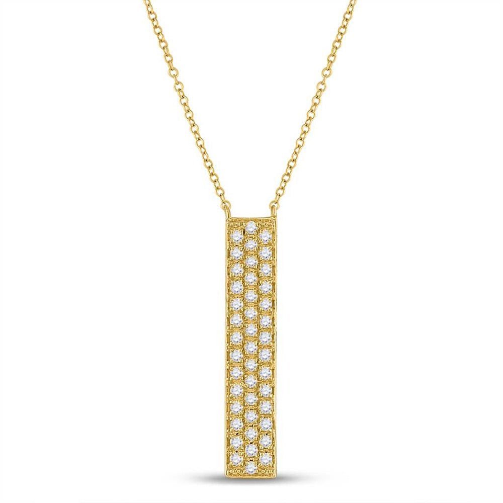 Radiant Brilliance: 10kt Yellow Gold Womens Diamond Bar Necklace - Splendid Jewellery