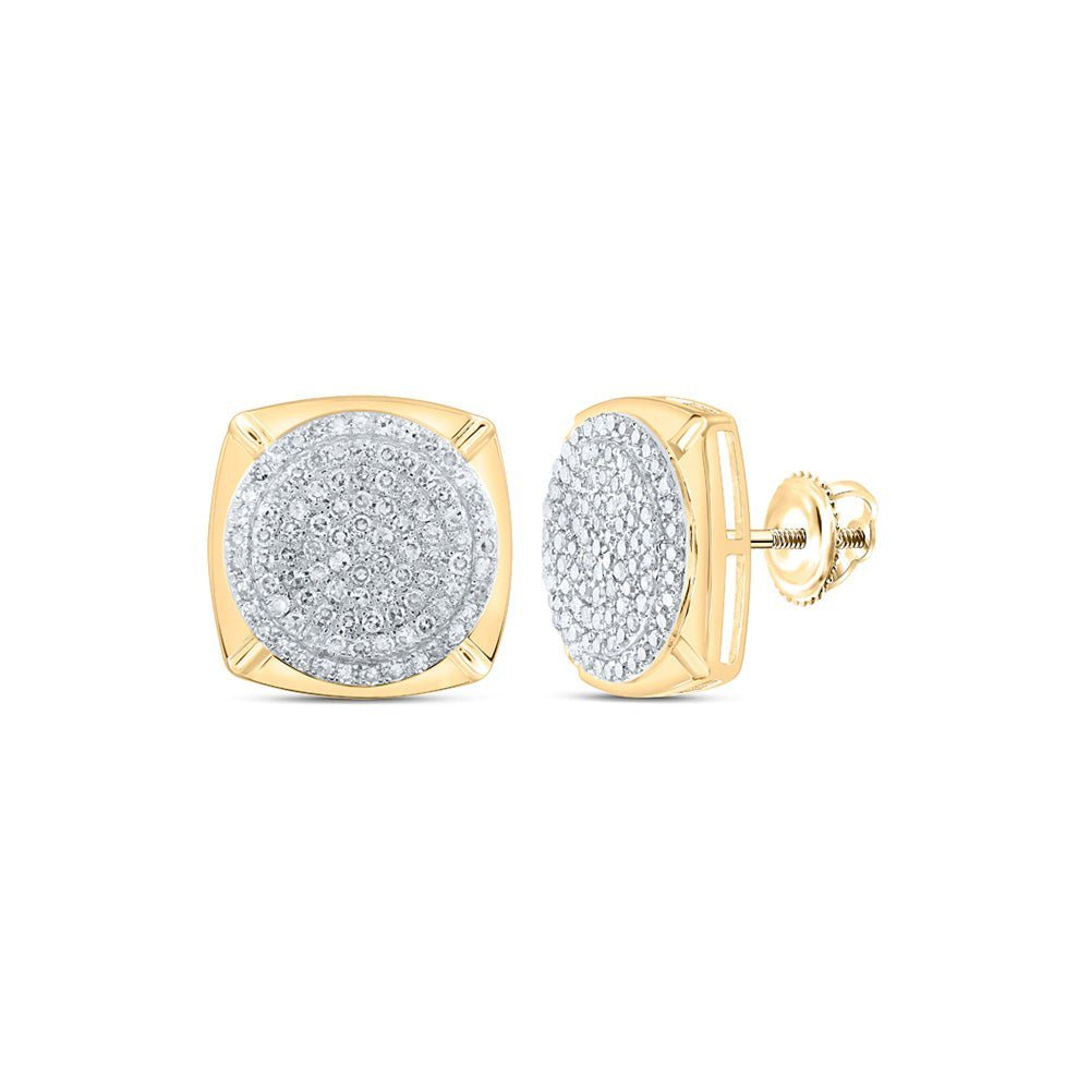Radiant Brilliance: 10kt Yellow Gold Womens Round Diamond Cluster Earrings 1 Cttw - Splendid Jewellery