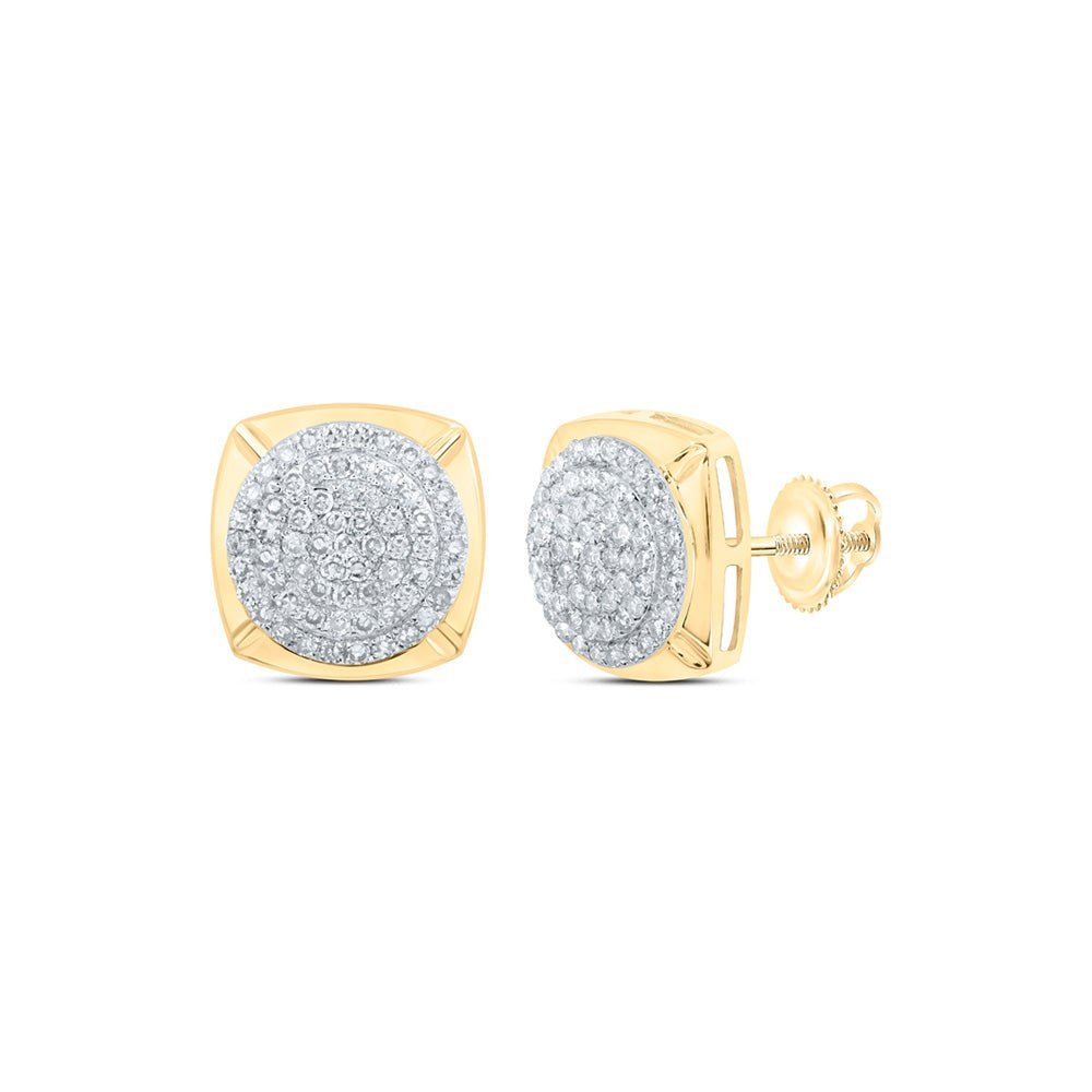 Radiant Brilliance: 10kt Yellow Gold Women's Round Diamond Cluster Earrings 1/2 Cttw - Splendid Jewellery
