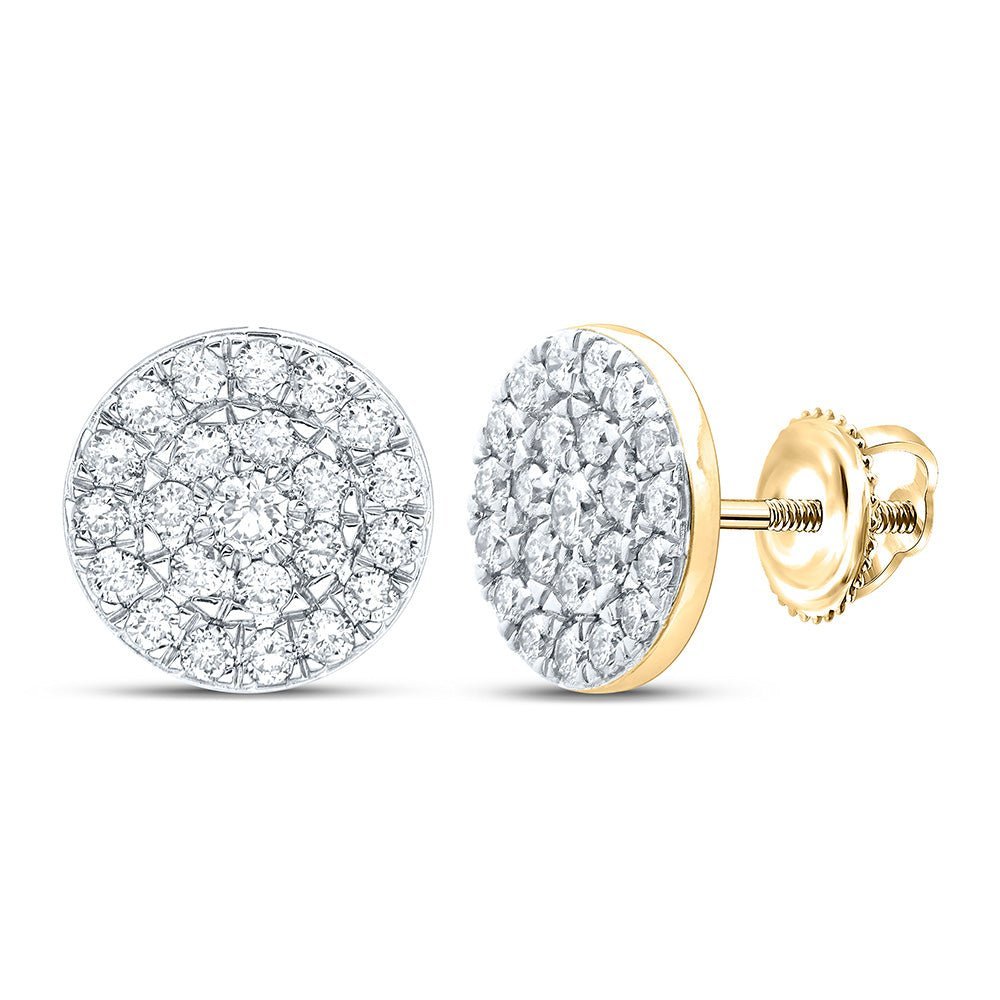 Radiant Brilliance: 10kt Yellow Gold Womens Round Diamond Cluster Earrings - Splendid Jewellery