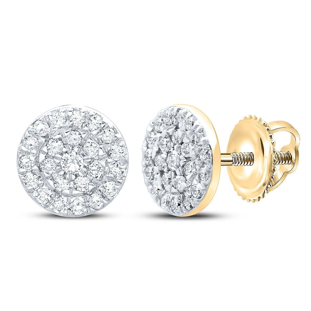Radiant Brilliance - 10kt Yellow Gold Womens Round Diamond Cluster Earrings - Splendid Jewellery