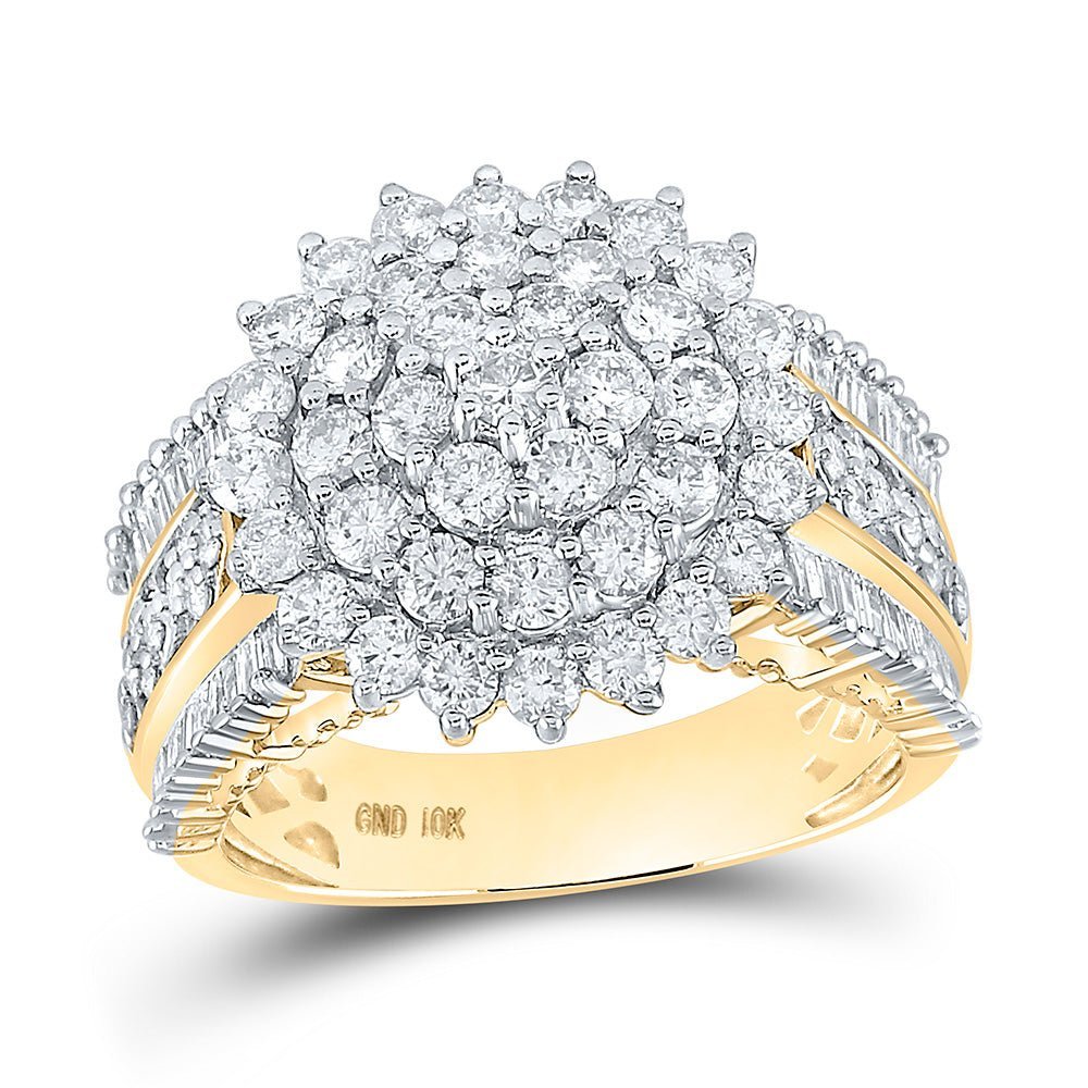 Radiant Brilliance 10kt Yellow Gold Women's Round Diamond Cluster Ring - Splendid Jewellery