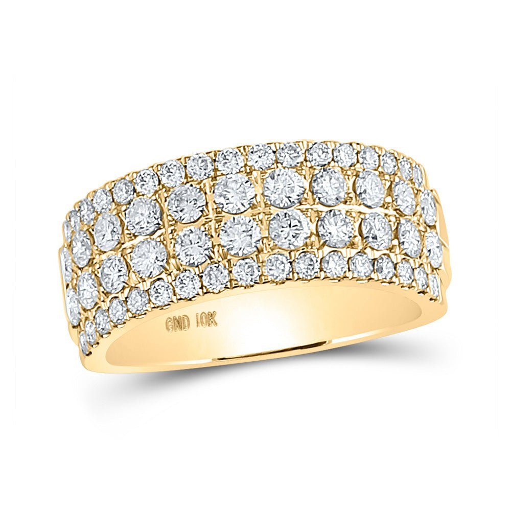 Radiant Brilliance: 10kt Yellow Gold Women's Round Diamond Machine - set Band Ring 1 - 1/2 Cttw - Splendid Jewellery