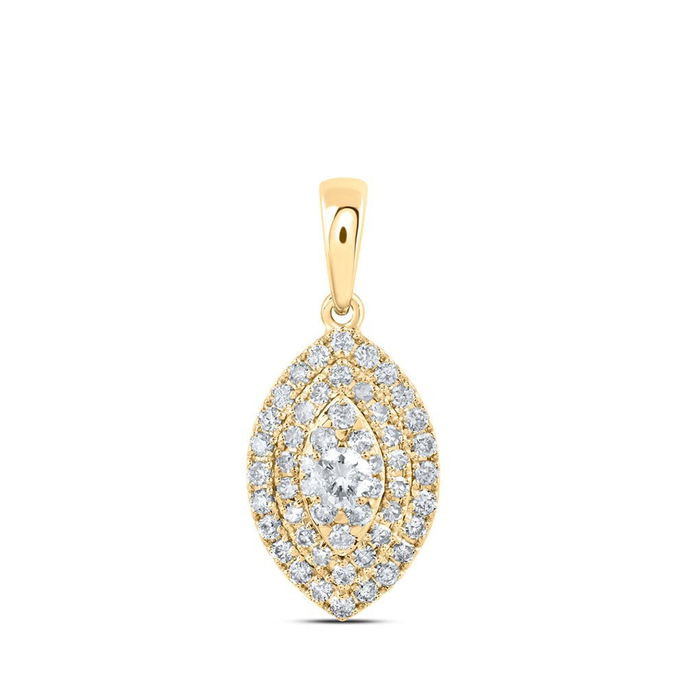 Radiant Brilliance: 10kt Yellow Gold Womens Round Diamond Oval Pendant 1/2 Cttw - Splendid Jewellery