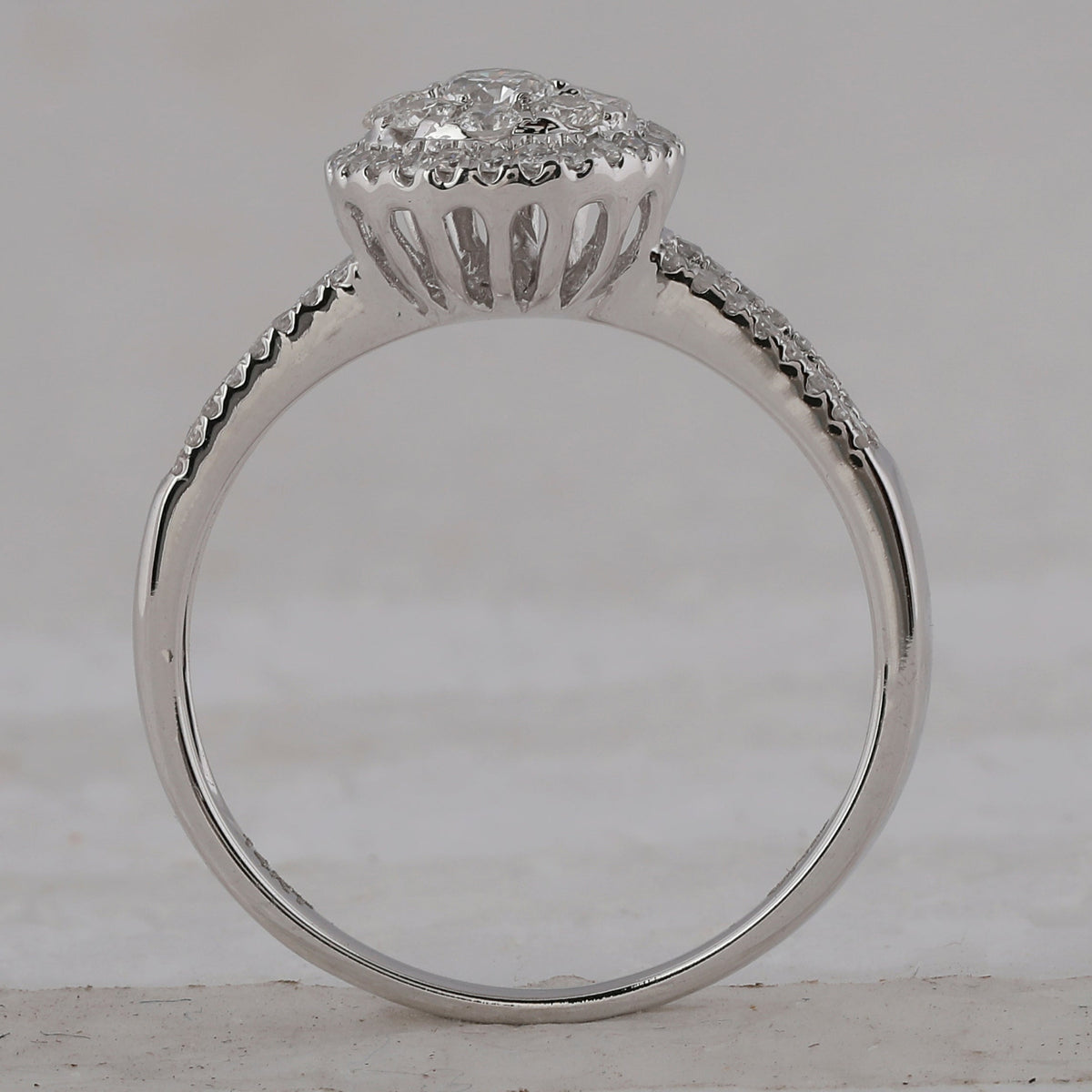 Radiant Brilliance 14kt White Gold Diamond Cluster Bridal Wedding Ring - Splendid Jewellery