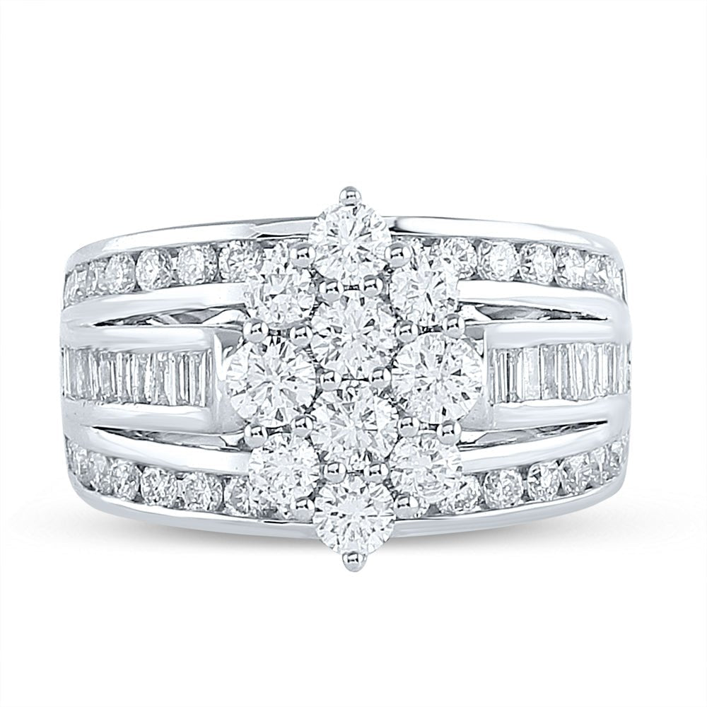 Radiant Brilliance: 14kt White Gold Diamond Cluster Bridal Wedding Ring - Splendid Jewellery