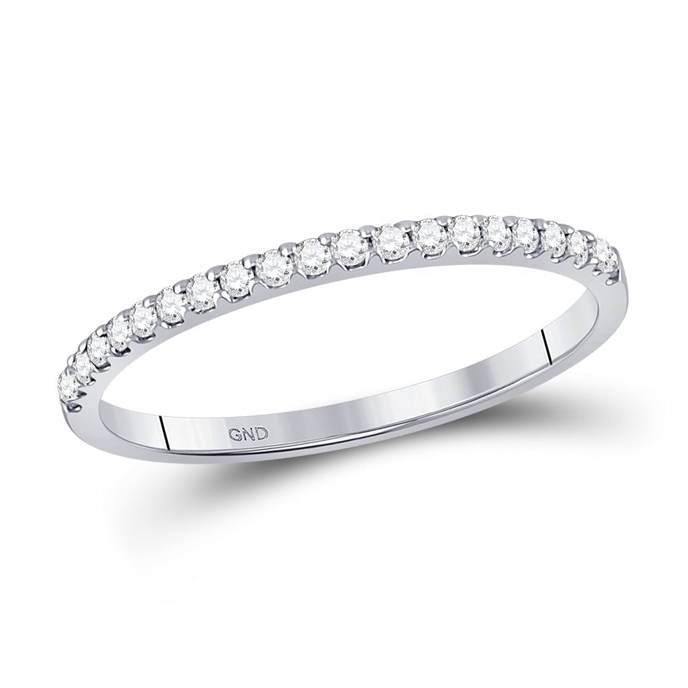 Radiant Brilliance: 14kt White Gold Womens Round Diamond Wedding Single Row Band 1/6 Cttw - Splendid Jewellery