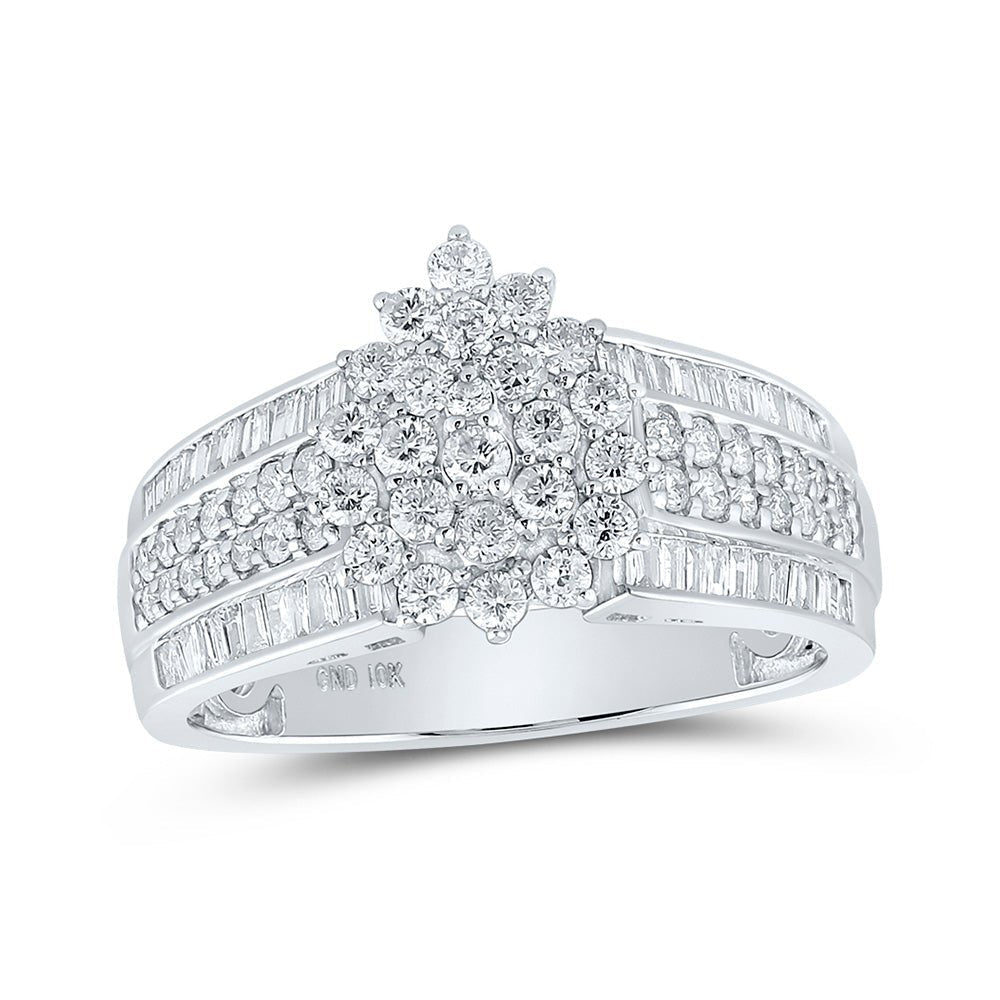 Radiant Brilliance Diamond Cluster Ring | 10kt White Gold Womens Round Diamond Cluster Ring 1 Cttw | Splendid Jewellery - Splendid Jewellery