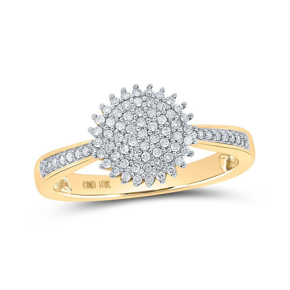 Radiant Circle of Diamonds: 10kt Yellow Gold Womens Round Diamond Cluster Ring 1/4 Cttw - Splendid Jewellery