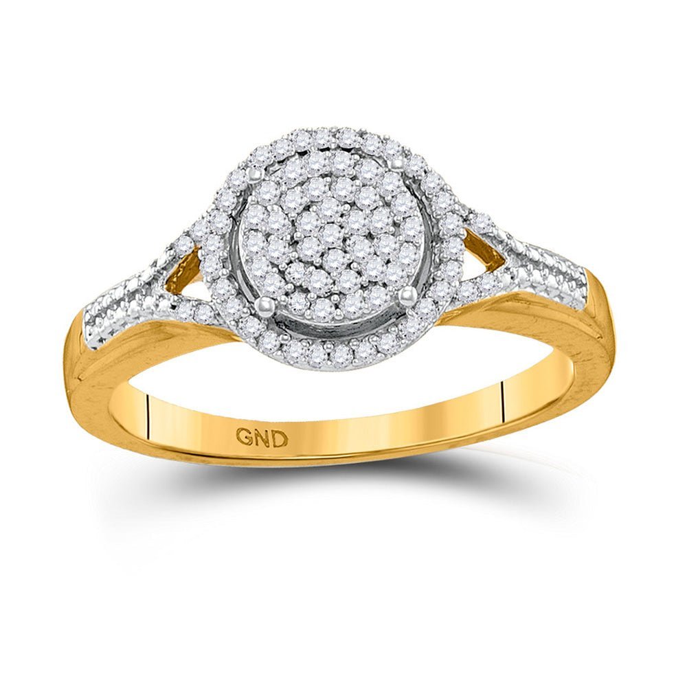 Radiant Circle of Diamonds Ring | 10kt Yellow Gold Womens Round Diamond Cluster Ring 1/5 Cttw | Splendid Jewellery - Splendid Jewellery