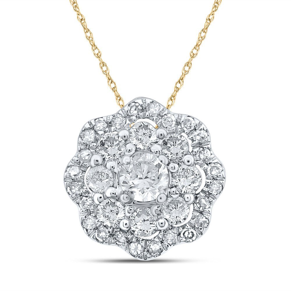 Radiant Cluster of Diamonds Pendant | 10kt Yellow Gold Womens Round Diamond Cluster Pendant 1/4 Cttw | Splendid Jewellery - Splendid Jewellery