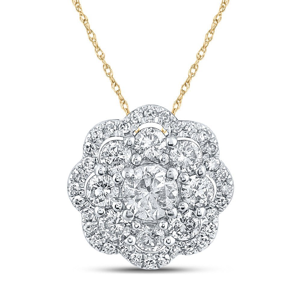 Radiant Diamond Brilliance Pendant | 10kt Yellow Gold Womens Round Diamond Cluster Pendant 1/2 Cttw - Splendid Jewellery