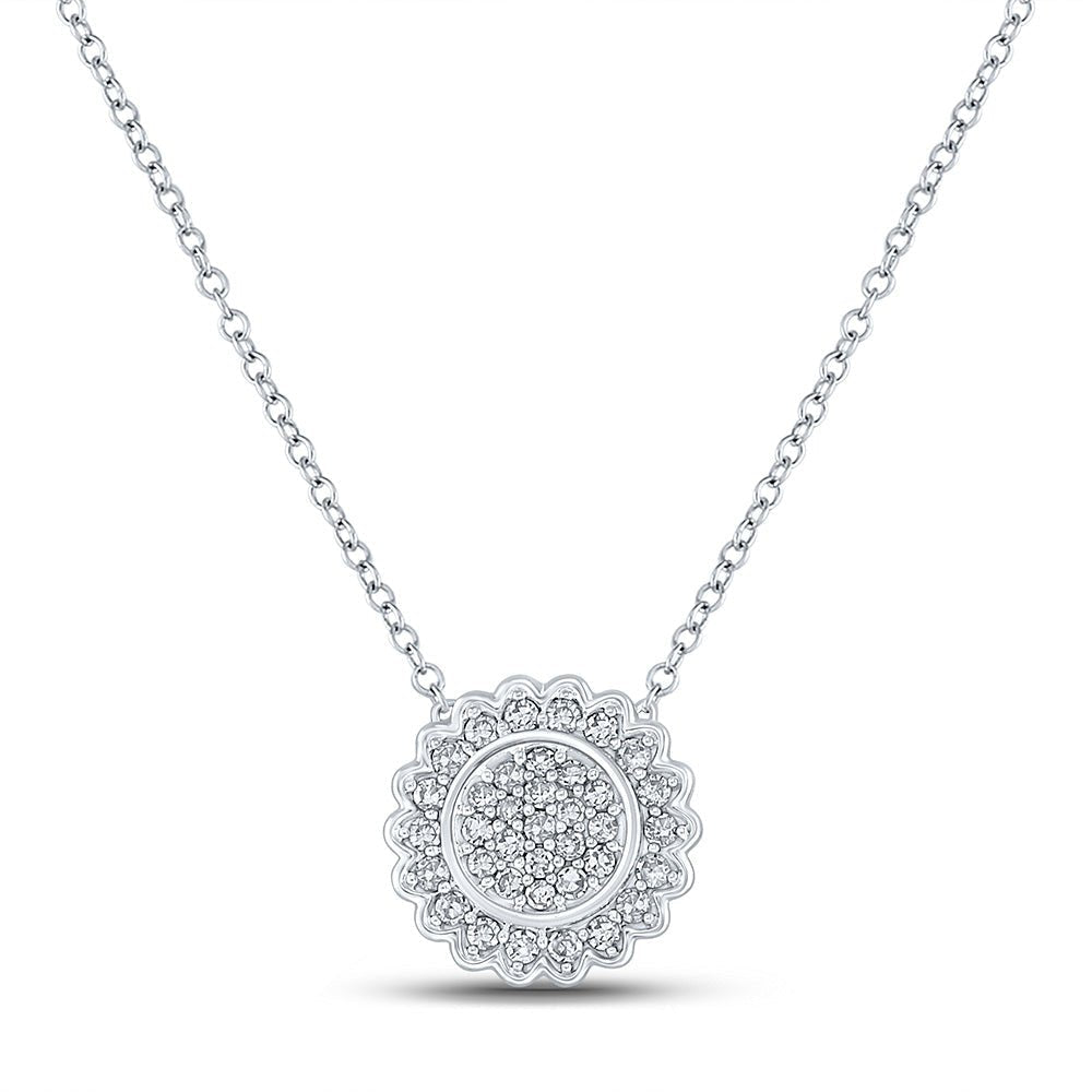 Radiant Diamond Cluster Necklace | 10kt White Gold Womens Round Diamond Pendant 1/5 Cttw | Splendid Jewellery - Splendid Jewellery